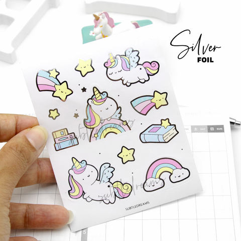 Magical unicorn foil stickers