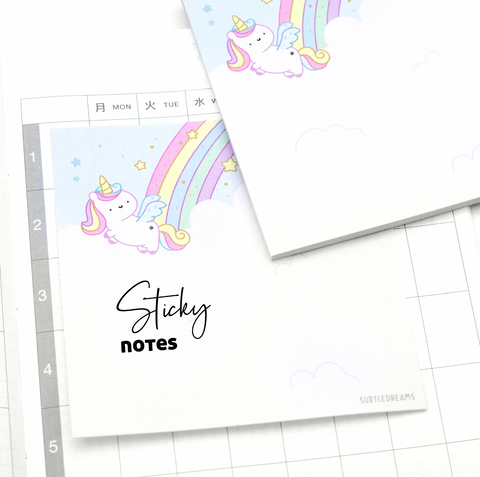 Magical unicorn sticky notes