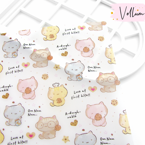 Kitties and cookies, hand painted vellum - LOW STOCK!