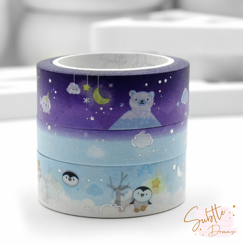 Winter critters arctic cloud washi set of 3, Vol.2 | LIMITED STOCK!