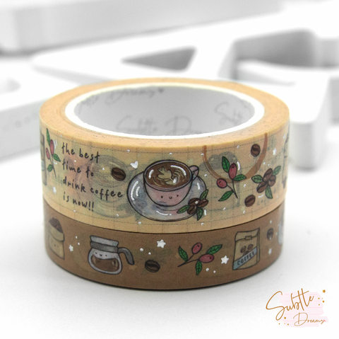 But first coffee- hand painted washi- LOW STOCK!