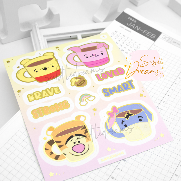 Pooh bear and friends foil stickers