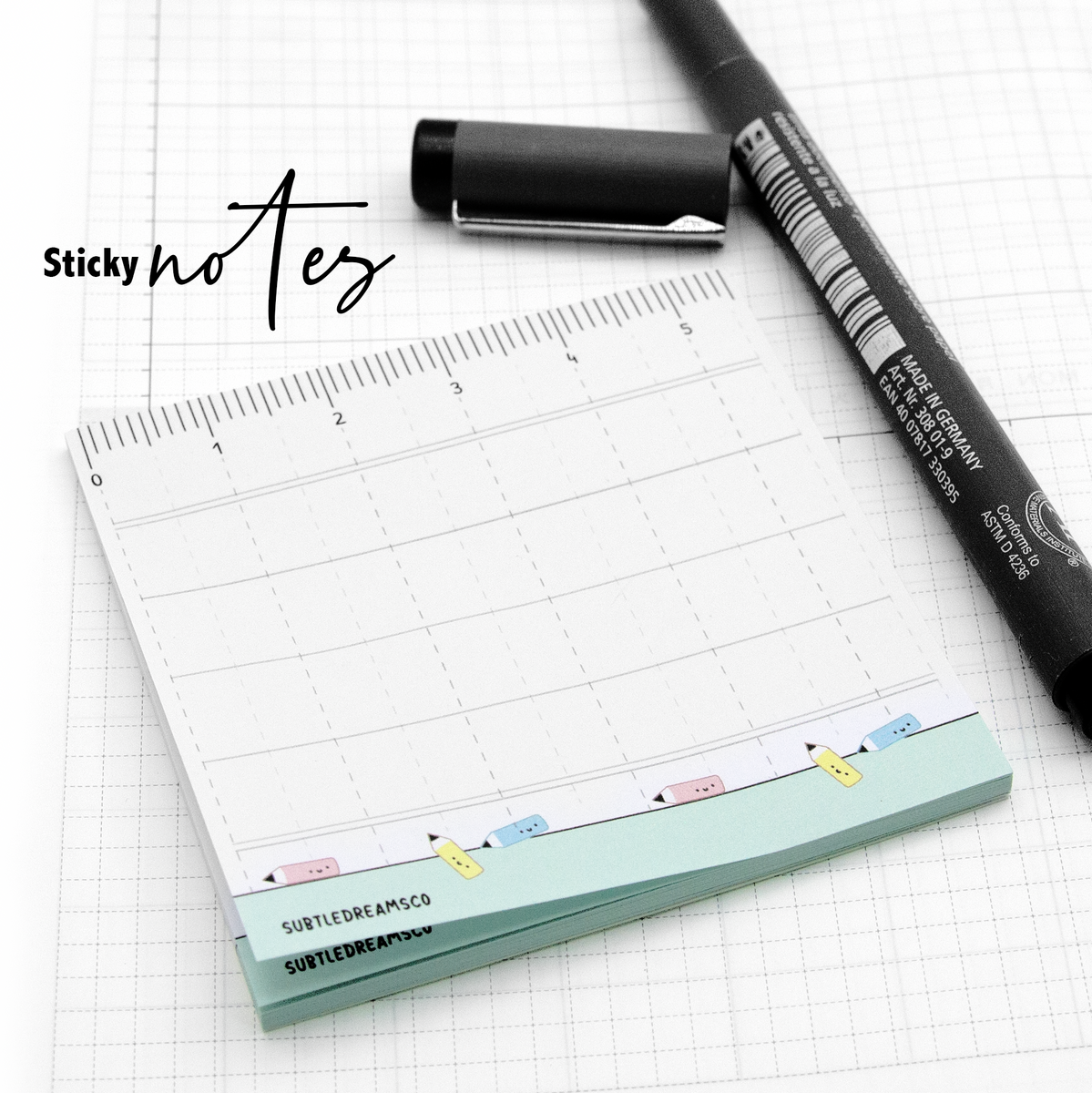 Mint ruler sticky notes – Subtle Dreams Co