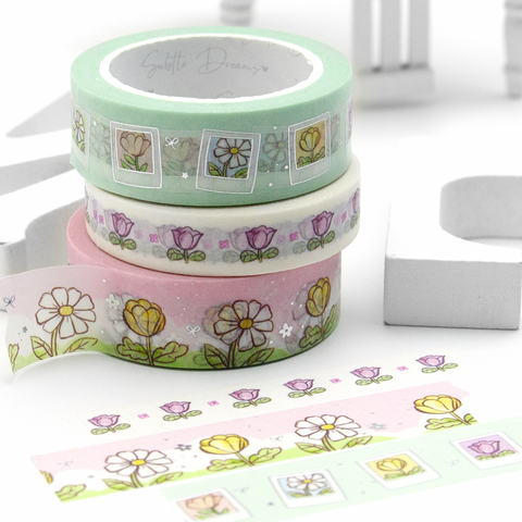 Petals in harmony, hand painted floral washi