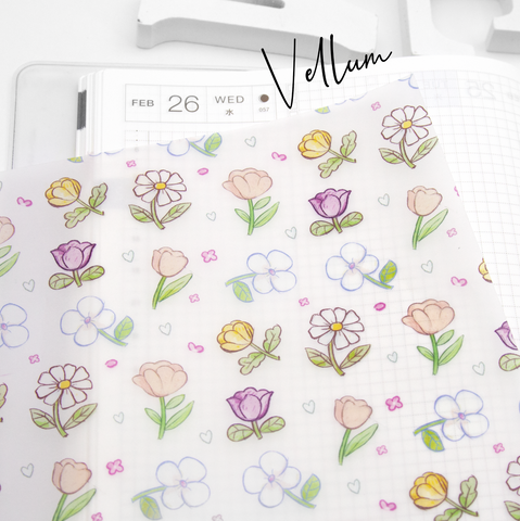 Blossom with beauty, hand painted floral vellum