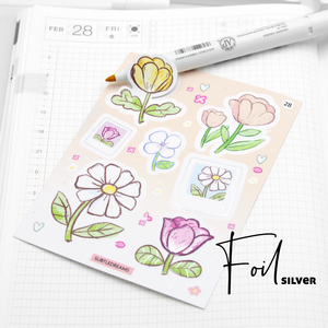 Garden of Dreams, hand painted foil stickers, florals