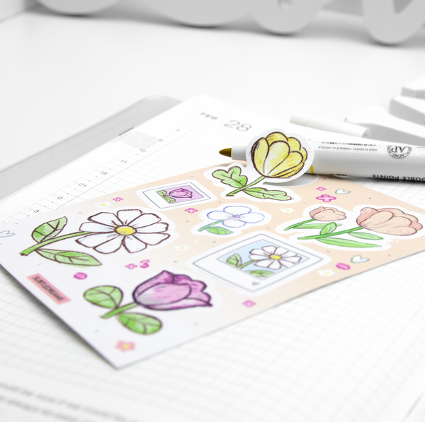Garden of Dreams, hand painted foil stickers, florals