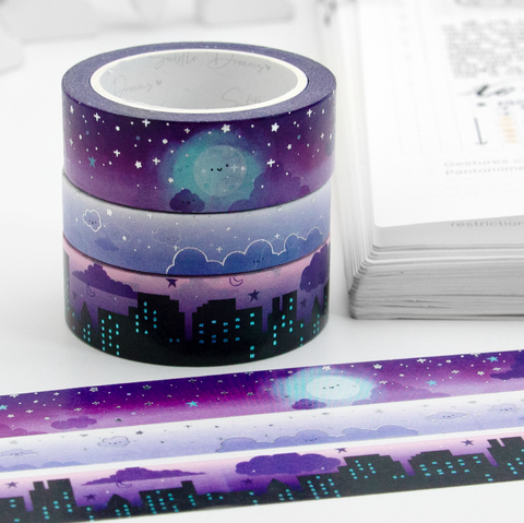 Citylights cloud washi (silver/blue foil), Vol.2