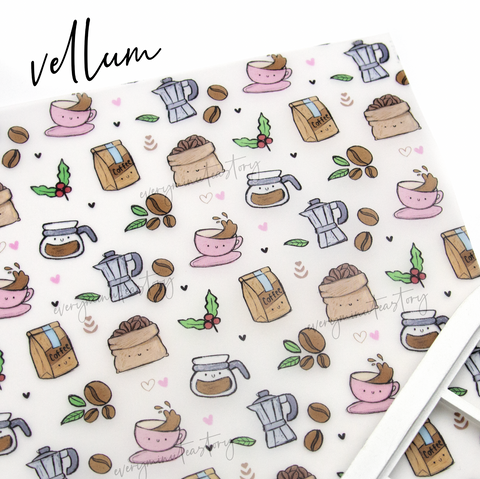 Coffee beans hand painted vellum
