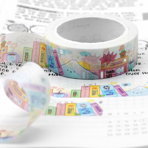 Self help, personal development book genre washi Vol.5, bookshelf