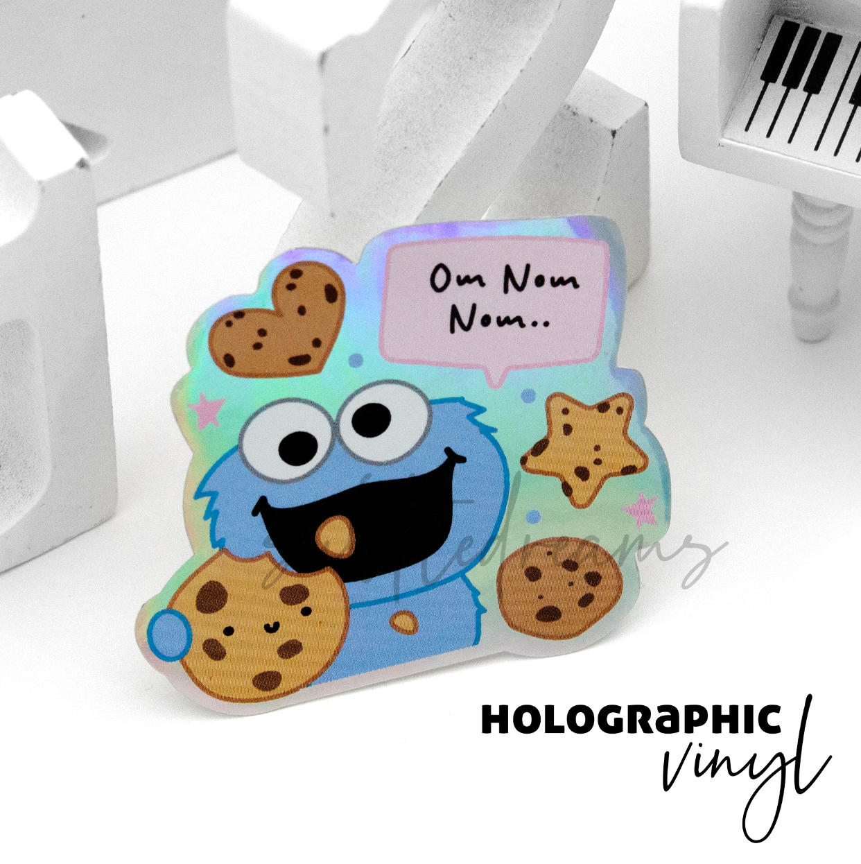 Cookie holographic weatherproof Vinyl die cut sticker