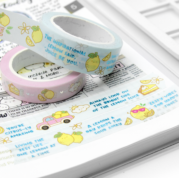 Zesty vibes lemon washi, blue foil, summer