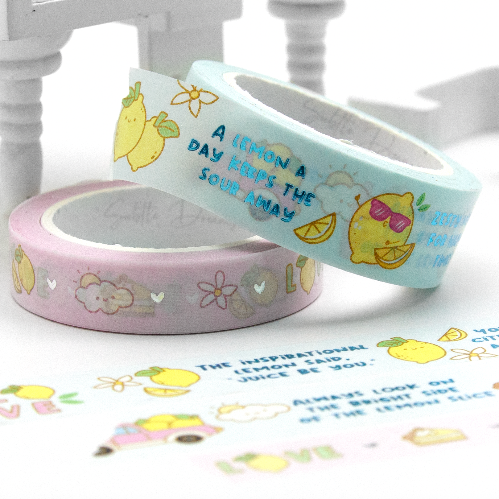 Zesty vibes lemon washi, blue foil, summer