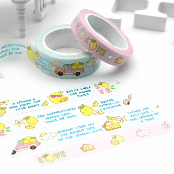 Zesty vibes lemon washi, blue foil, summer