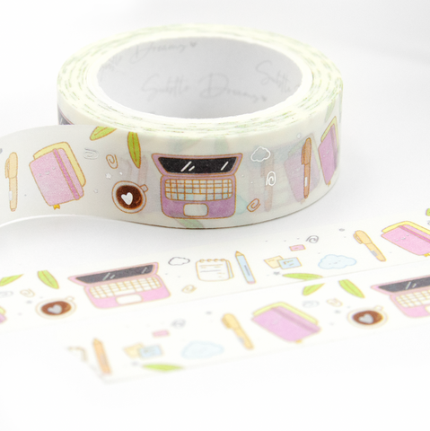 Hustle mode, work desk washi, daily planner