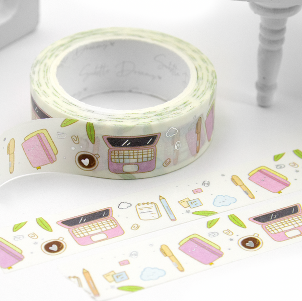 Hustle mode, work desk washi, daily planner