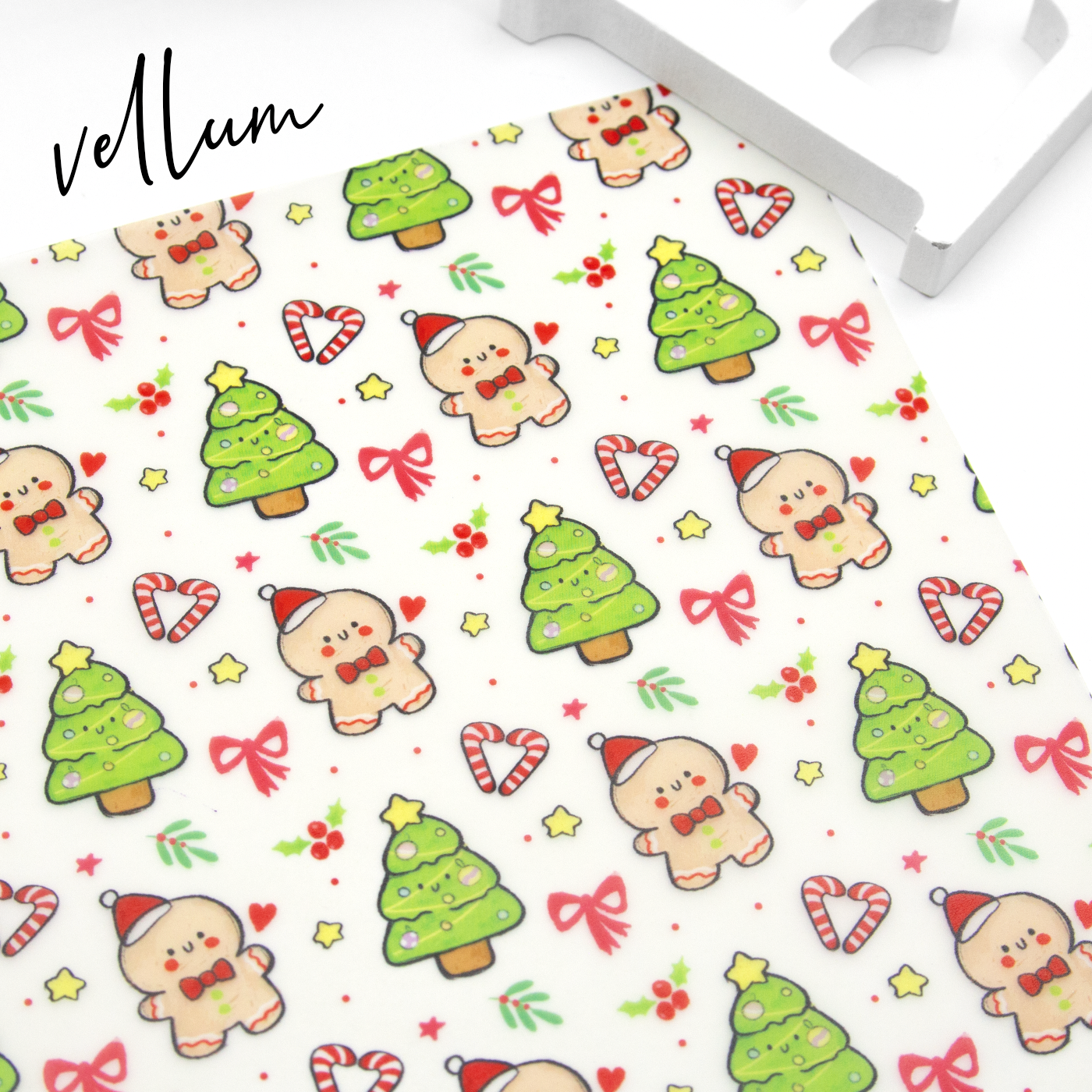 Gingerbread, Chrisrmas hand painted vellum