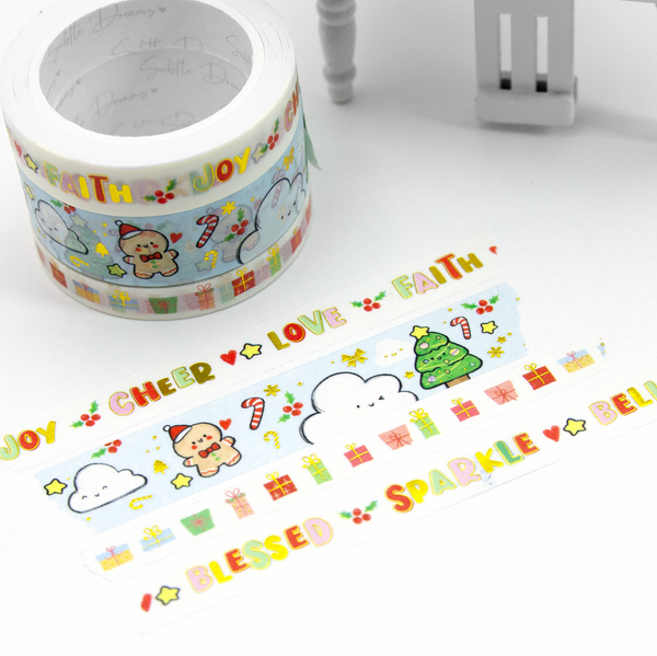 Kawaii clouds Christmas washi Vol.5, hand painted gingerbread