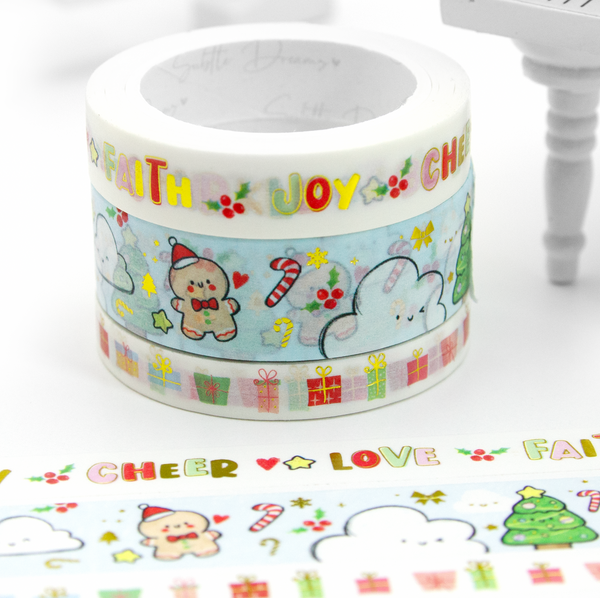 Kawaii clouds Christmas washi Vol.5, hand painted gingerbread