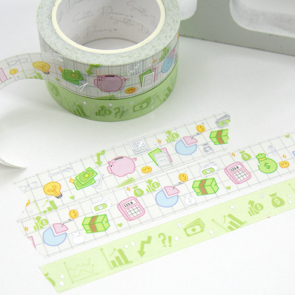 Accounting, taxes, math school kawaii washi, Vol.2