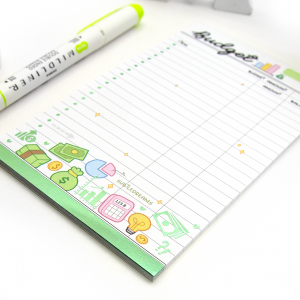 Budget notepad, green foil