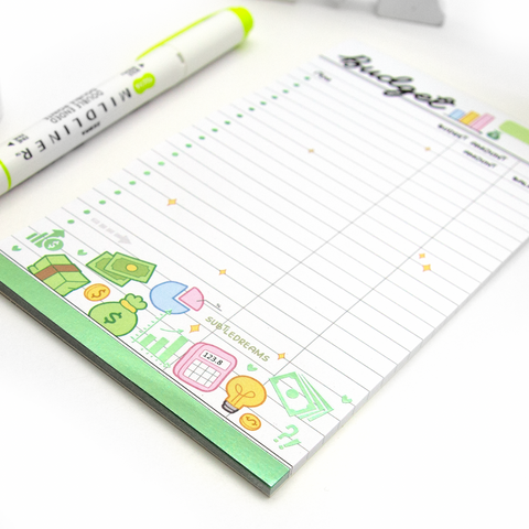 Budget notepad, green foil