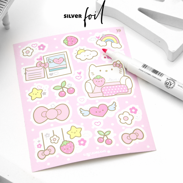 Kawaii kitty foiled stickers