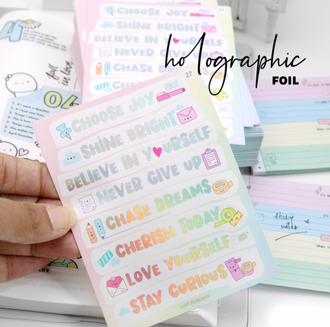 Motivational foiled stickers
