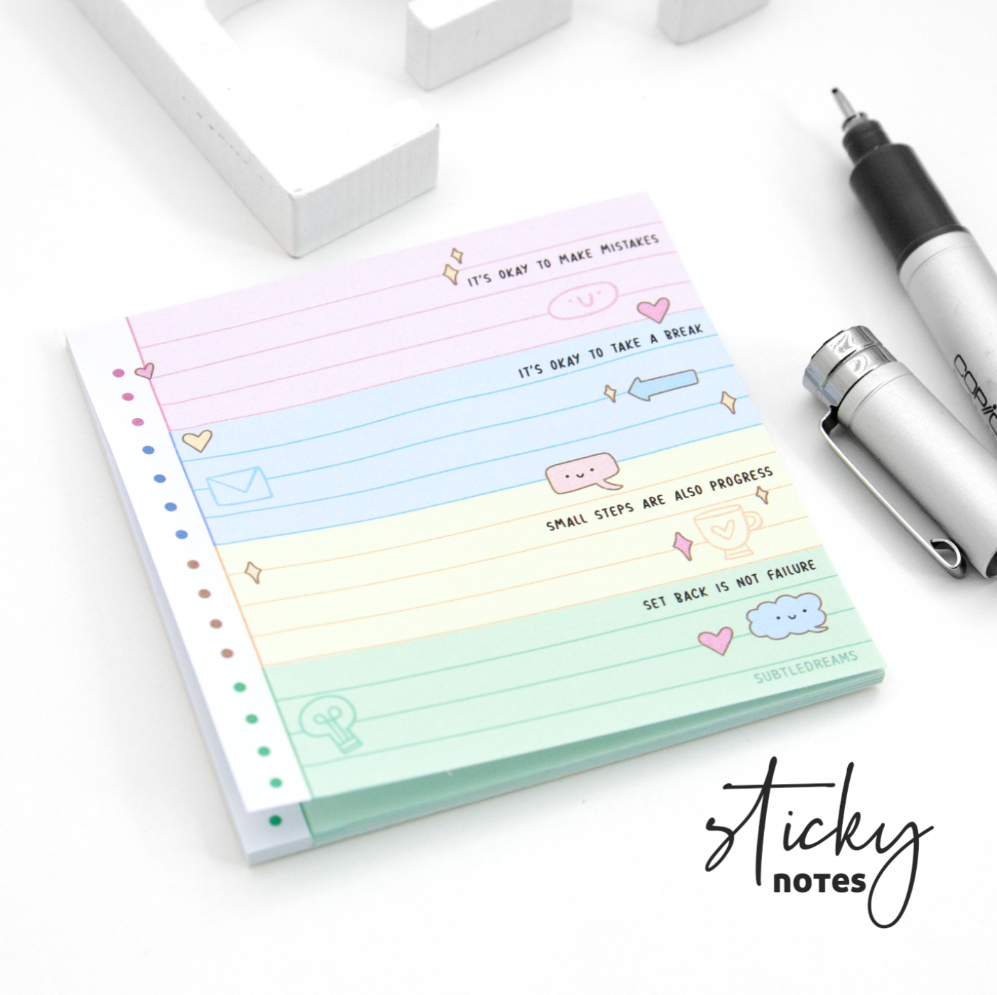 Motivational rainbow sticky notes