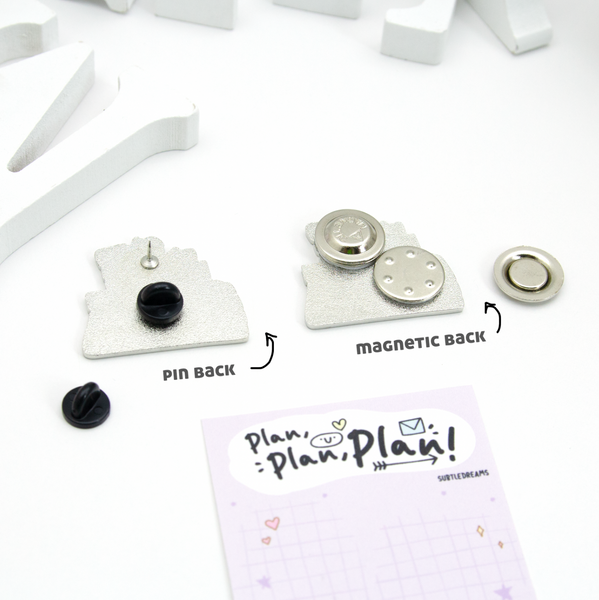 Plan plan plan glitter enamel pin
