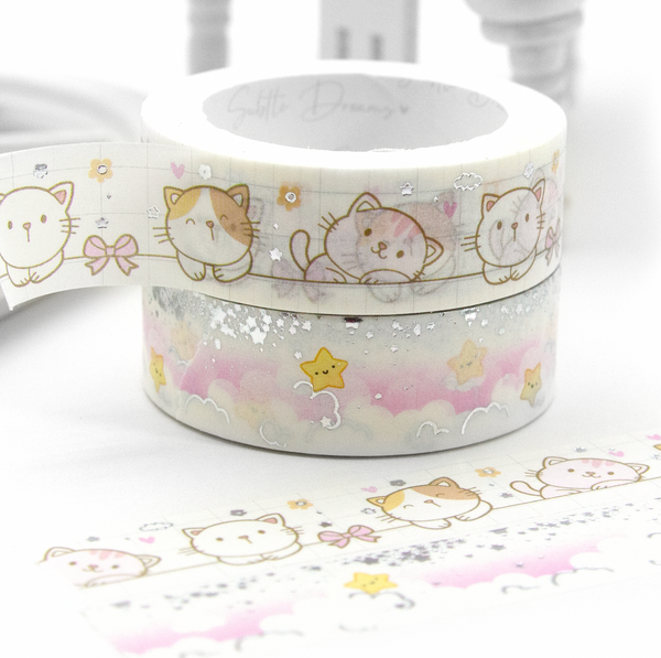 Cute kitties peek-a-boo washi, cat, could washi