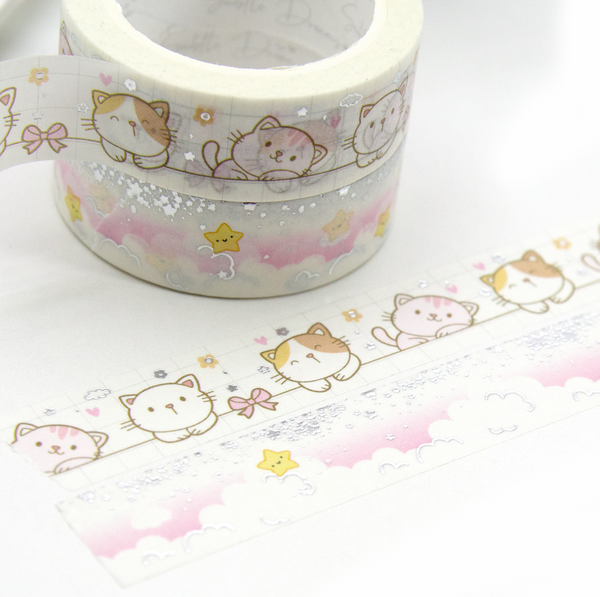 Cute kitties peek-a-boo washi, cat, could washi