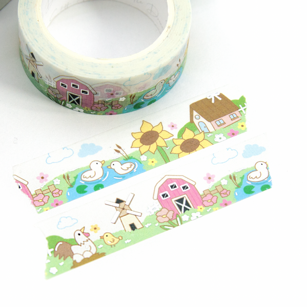Farmland washi, spring, barn, critters, sunflowers, floral