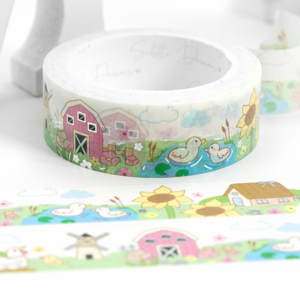 Farmland washi, spring, barn, critters, sunflowers, floral