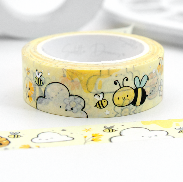 Kawaii clouds honey bee washi Vol.6, hand painted