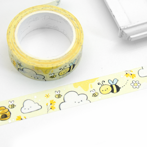 Kawaii clouds honey bee washi Vol.6, hand painted