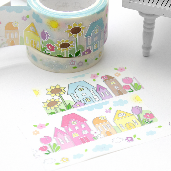 Spring houses, planner tape, wide washi, Vol.3, floral washi