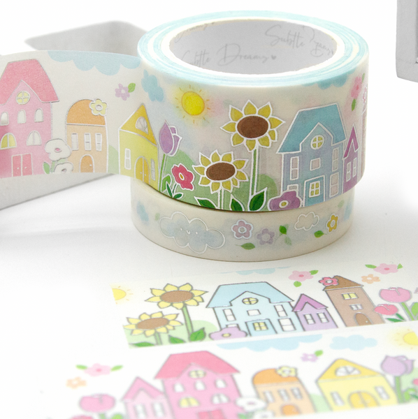 Spring houses, planner tape, wide washi, Vol.3, floral washi