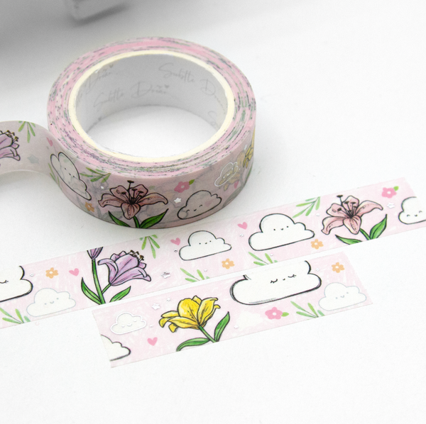 Kawaii clouds lily washi Vol.7, hand painted