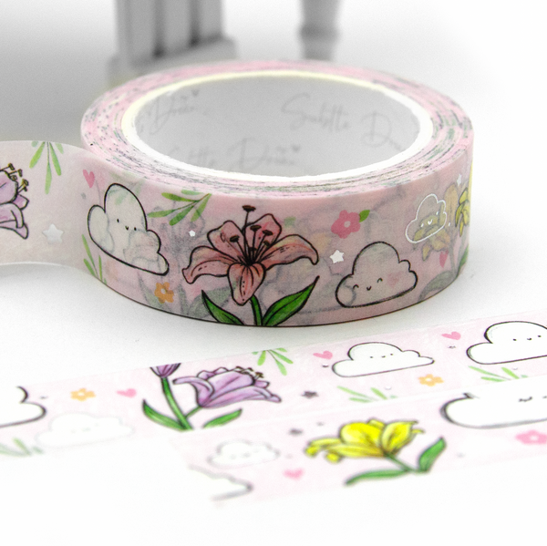 Kawaii clouds lily washi Vol.7, hand painted