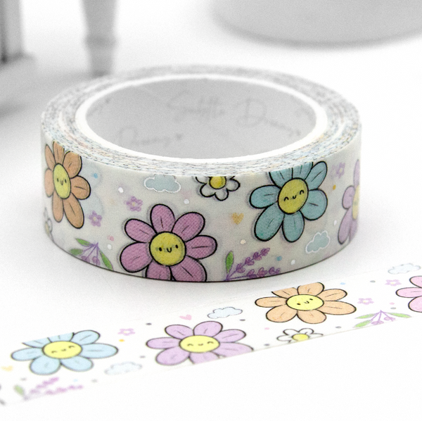 Tiny blooms hand sketched washi, flowers, Sugar Blush
