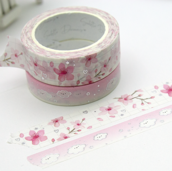 A quiet kind of beautiful washi, florals, Sugar Blush