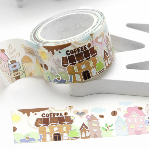 Coffee houses, planner tape, wide washi, Vol.4, coffee washi - Limit 1/order
