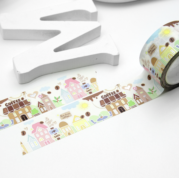 Coffee houses, planner tape, wide washi, Vol.4, coffee washi - Limit 1/order