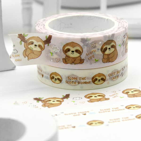 Sloth mode on washi, hand painted planner washi tape