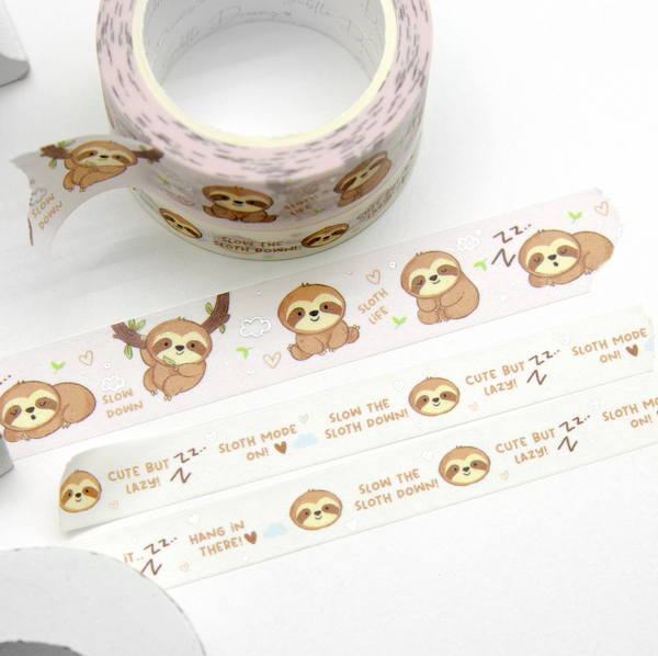 Sloth mode on washi, hand painted planner washi tape