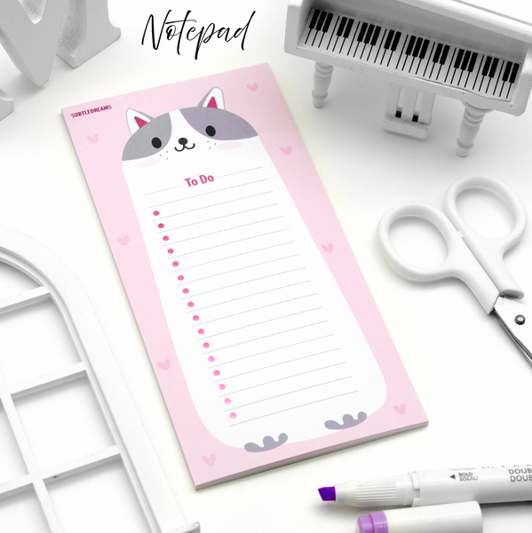 Cat lover essentials notepad, hot pink foil