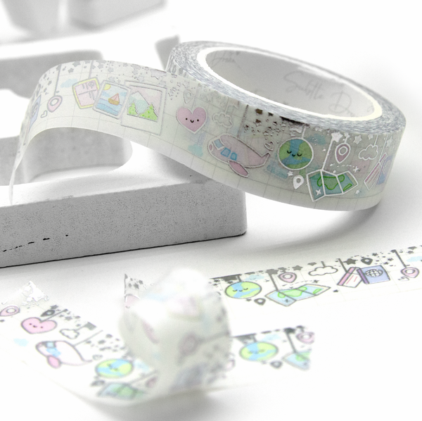 Adventure awaits, travel vacation dangle washi