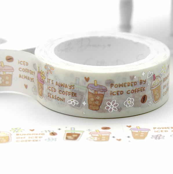 Running on iced coffee, coffee lovers washi, cups