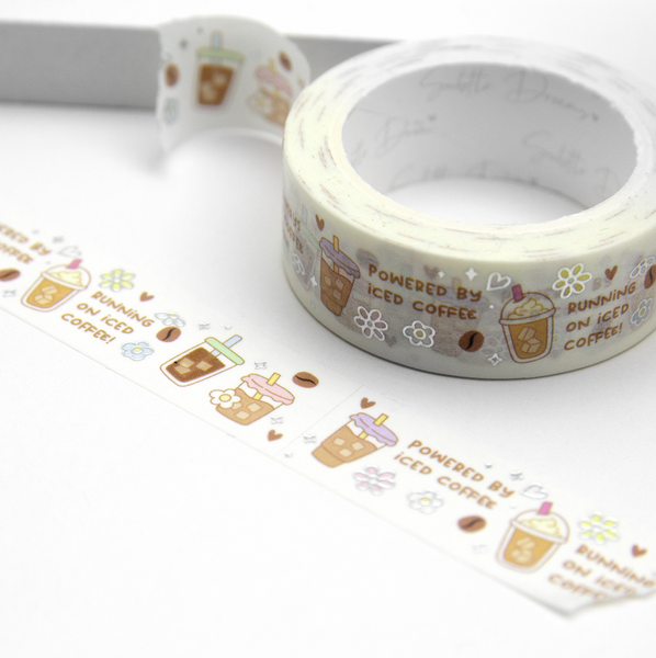 Running on iced coffee, coffee lovers washi, cups